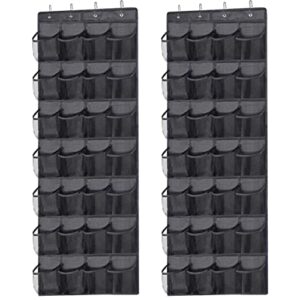 fircre 28 large pockets over the door shoe organizer,hanging door shoe holder rack with mesh pockets size 65 x 23 inch (2 pcs black)