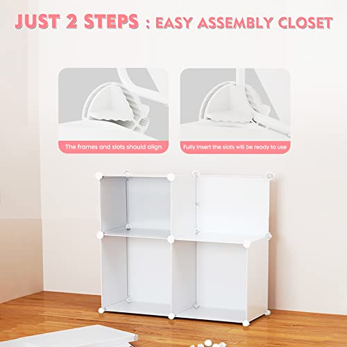 Narrow Cube Storage Organizer with Doors 5-Cube, Plastic Cabinet Closet Storage Shelves for Bedroom, Living Room, Office, Each cube is 11.8"x11.8"