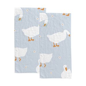 hand towel set of 2 cute pattern goose hair towel soft absorbent quick drying 30" x 15" for kitchen bathroom women men girls boys