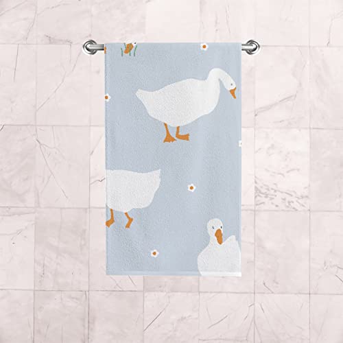 Hand Towel Set of 2 Cute Pattern Goose Hair Towel Soft Absorbent Quick Drying 30" x 15" for Kitchen Bathroom Women Men Girls Boys