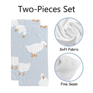 Hand Towel Set of 2 Cute Pattern Goose Hair Towel Soft Absorbent Quick Drying 30" x 15" for Kitchen Bathroom Women Men Girls Boys