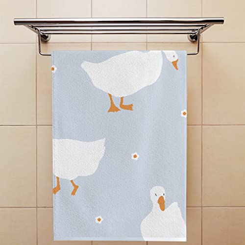 Hand Towel Set of 2 Cute Pattern Goose Hair Towel Soft Absorbent Quick Drying 30" x 15" for Kitchen Bathroom Women Men Girls Boys