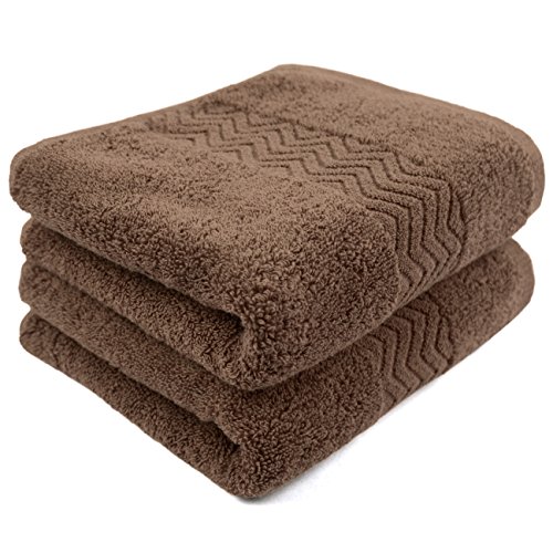 Cleanbear Bathroom Hand Towels, 100% Cotton Face Towels, 13 x 28 Inches (Brown)