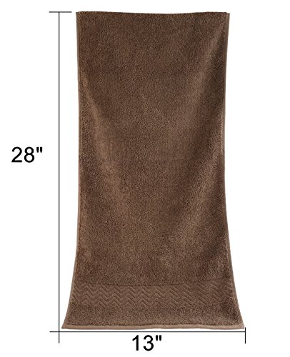 Cleanbear Bathroom Hand Towels, 100% Cotton Face Towels, 13 x 28 Inches (Brown)