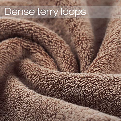 Cleanbear Bathroom Hand Towels, 100% Cotton Face Towels, 13 x 28 Inches (Brown)