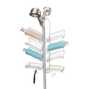 idesign steel hanging shower caddy, the verona collection – 25” x 14” x 4”, silver