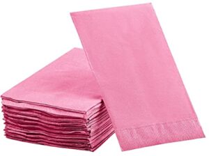 dinner napkins disposable guest towels, pink beverage napkins soft and absorbent paper napkins dinner size for party, wedding, 8” x 4.5” 2 ply party napkins, pack of 40 - by amcrate