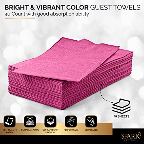 Dinner Napkins Disposable Guest Towels, Pink Beverage Napkins Soft and Absorbent Paper Napkins Dinner Size for Party, Wedding, 8” x 4.5” 2 Ply Party Napkins, Pack of 40 - by Amcrate