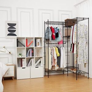 Clothing Rack with Shelves,Large Heavy Duty Wire Garment Rack,Adjustable Clothes Racks for Hanging Clothes,74x 18x 78.4Inches,Metal Rack for Bedroom (Diameter 19mm,Horizontal/L Shape Combination)