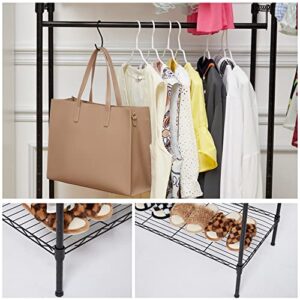 Clothing Rack with Shelves,Large Heavy Duty Wire Garment Rack,Adjustable Clothes Racks for Hanging Clothes,74x 18x 78.4Inches,Metal Rack for Bedroom (Diameter 19mm,Horizontal/L Shape Combination)