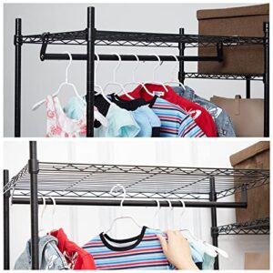 Clothing Rack with Shelves,Large Heavy Duty Wire Garment Rack,Adjustable Clothes Racks for Hanging Clothes,74x 18x 78.4Inches,Metal Rack for Bedroom (Diameter 19mm,Horizontal/L Shape Combination)