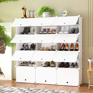 homeyfine shoe racks, portable shoe storage organizers, modular cabinet cube for space saving, shelves for shoes boots slippers, white(3/7)