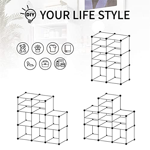 HOMEYFINE Shoe Racks, Portable Shoe Storage Organizers, Modular Cabinet Cube for Space Saving, Shelves for Shoes Boots Slippers, White(3/7)