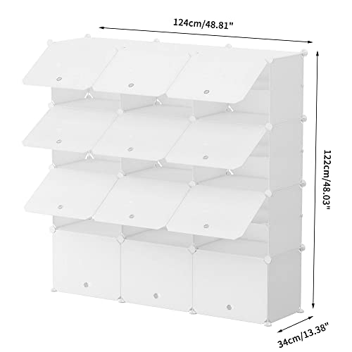 HOMEYFINE Shoe Racks, Portable Shoe Storage Organizers, Modular Cabinet Cube for Space Saving, Shelves for Shoes Boots Slippers, White(3/7)