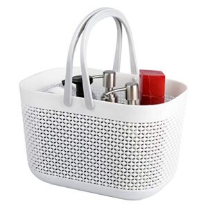 uujoly plastic organizer storage baskets with handles, shower caddy bins organizer for bathroom and kitchen（white）