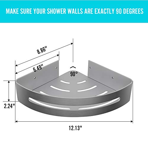 SEVENS No Drilling 2 Tiers Bathroom Corner Shelf Organizer for Shower Kitchen Storage Durable Space Aluminum Shower Caddy with Removable Hooks