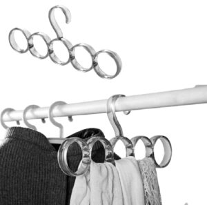efficient closet organizer: 5-hole snag-free scarf hanger - durable plastic storage solution for scarves, belts, jewelry, and more