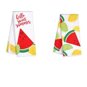 CGT Hello Sweet Summer Watermelon Tropical Summer Hand Towels Party Barbecue Kitchen Bathroom Home Decor (Set of 2)