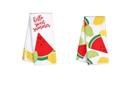 CGT Hello Sweet Summer Watermelon Tropical Summer Hand Towels Party Barbecue Kitchen Bathroom Home Decor (Set of 2)