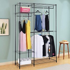 s afstar safstar clothing garment rack heavy duty wire shelving closet clothes stand rack double rod wardrobe metal storage rack freestanding cloth armoire organizer (1 pack)