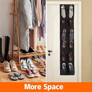 Large Capacity Storage Bags Door Hanging Shoe Storage Bag 12 Mesh Pockets Hanging Shoe Rack Holder Behind The Door with 2 Metal Hook Doors