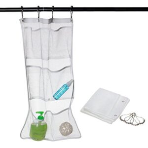 dingq 6 pocket bathroom save space tub shower hanging mesh organizer caddy storage bag