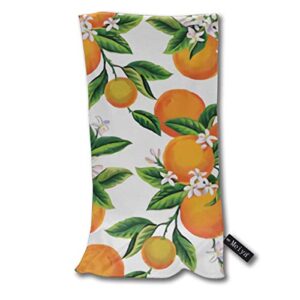 3d-design seamless pattern with orange fruits, flowers and leaves guest towel soft hand towels multipurpose for bathroom, hotel, gym and spa 12 x 27.5 inch
