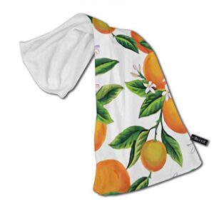 3d-design Seamless Pattern with Orange Fruits, Flowers and Leaves Guest Towel Soft Hand Towels Multipurpose for Bathroom, Hotel, Gym and Spa 12 X 27.5 Inch