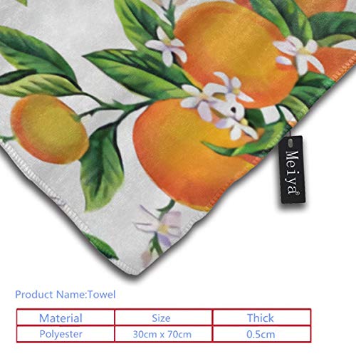 3d-design Seamless Pattern with Orange Fruits, Flowers and Leaves Guest Towel Soft Hand Towels Multipurpose for Bathroom, Hotel, Gym and Spa 12 X 27.5 Inch