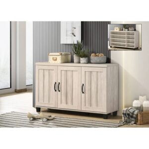 dusty gray oak finish 3-door shoe cabinet|dusty o grey modern contemporary laminate