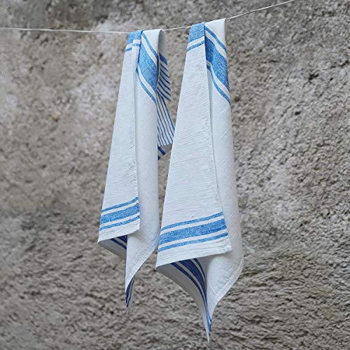 LinenMe Tuscany Hand and Guest Towels, 18" x 28", Off White/Blue