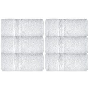 elaine karen 6 pack premium hand towels – 100% cotton extra soft hand towels, highly absorbent, hotel & spa quality bathroom hand towels 16x30 - white