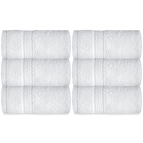 Elaine Karen 6 Pack Premium Hand Towels – 100% Cotton Extra Soft Hand Towels, Highly Absorbent, Hotel & Spa Quality Bathroom Hand Towels 16x30 - White