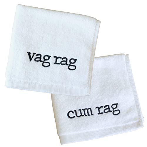 GÜLIFE HIS&Hers Rags Vag Rag Cum Rag Embroidered Towel Adult Humor Gag Gift Funny Bachelorette Party Gift and Bachelor Party Gag Gift Naughty Gift for Adults (Black)