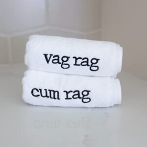 GÜLIFE HIS&Hers Rags Vag Rag Cum Rag Embroidered Towel Adult Humor Gag Gift Funny Bachelorette Party Gift and Bachelor Party Gag Gift Naughty Gift for Adults (Black)