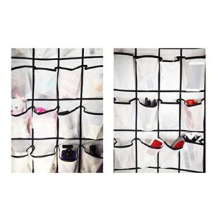 HEVSTIL White Over The Door Shoe Organizer 24 Pocket Shoe Organizer Storage Rack Hangs on Closets for Door Large Capacity Shoe Organizer Holder with 4 Metal Hooks