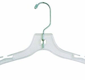 Clear Plastic Kids Top Hanger, Box of 100 Small 12 inch Space Saving Child hangers w/ Notches and 360 Degree Chrome Swivel Hook by The Great American Hanger Company