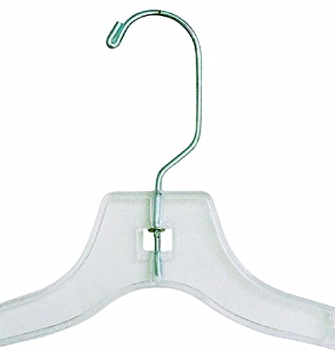 Clear Plastic Kids Top Hanger, Box of 100 Small 12 inch Space Saving Child hangers w/ Notches and 360 Degree Chrome Swivel Hook by The Great American Hanger Company