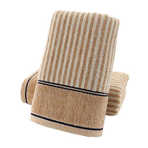 Pidada Hand Towels Set of 2 100% Cotton Striped Pattern Absorbent Soft Decorative Towel for Bathroom 13.4 x 29.1 Inch (Brown)