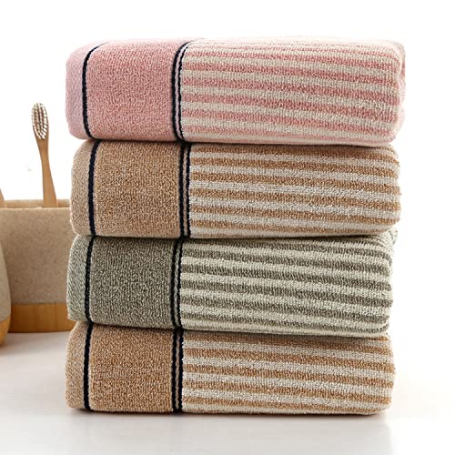 Pidada Hand Towels Set of 2 100% Cotton Striped Pattern Absorbent Soft Decorative Towel for Bathroom 13.4 x 29.1 Inch (Brown)