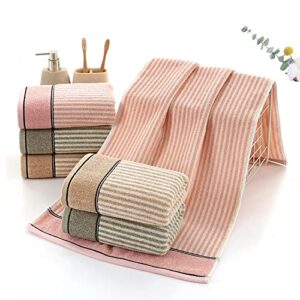 Pidada Hand Towels Set of 2 100% Cotton Striped Pattern Absorbent Soft Decorative Towel for Bathroom 13.4 x 29.1 Inch (Brown)