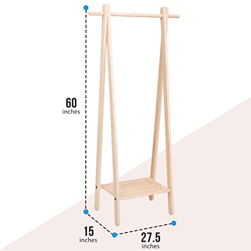 Pennsylvania Woodworks Handcrafted Maple Garment Rack - Sleek & Stylish Clothing Storage, Home Organization, Boutique Display, Coat Rack, Laundry Room Decor - Made in the USA (Medium)