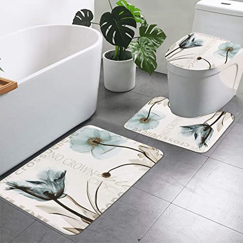 Annkoifu Shower Curtain Set, Sunflower Bathroom Accessories, 4 Piece Bathroom Decor Sets with Rugs and Waterproof Shower Curtains, 12 Hooks, Abstract