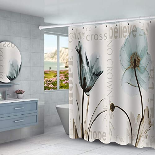 Annkoifu Shower Curtain Set, Sunflower Bathroom Accessories, 4 Piece Bathroom Decor Sets with Rugs and Waterproof Shower Curtains, 12 Hooks, Abstract