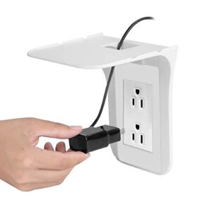 SRXING Outlet Shelf,Wall Outlet Shelf,Shelf Over Outlet,Power Shelf,Shelf Over Outlet,Outlet with Shelf,Outlet Shelves, Easy Install-Holds Up to 10 lbs, White, (1 Pack)