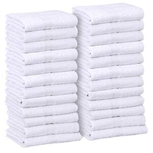 GOLD TEXTILES 24 New White (15x25 Inches) Hotel Hand Towels Cotton Blend Thin Light Weight Quick Drying