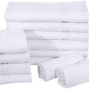 GOLD TEXTILES 24 New White (15x25 Inches) Hotel Hand Towels Cotton Blend Thin Light Weight Quick Drying