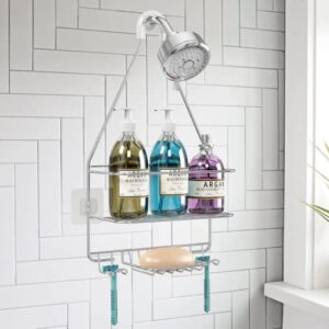 KeFanta Hanging Shower Caddy, Shower Organizer Shelf, Bathroom Storage Rack Over Shower Head, Shampoo Soap Holder, Stainless Steel