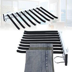 Pull Out Trousers Rack 9 Arms Closet Pants Hanger Bar Stainless Steel Hanger Rail Extendable Trousers Hanger for Clothes Towel Scarf Trousers Tie, 18.11x12.83in (Right Installation)