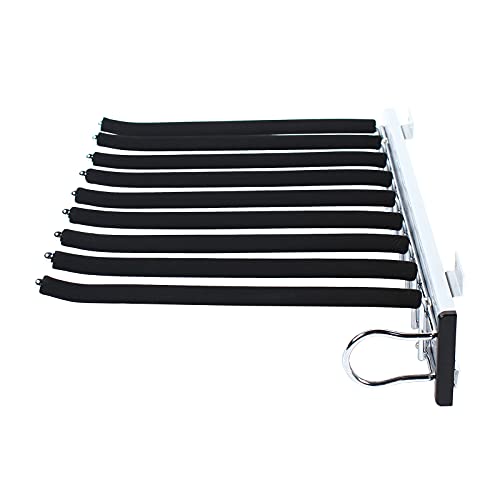 Pull Out Trousers Rack 9 Arms Closet Pants Hanger Bar Stainless Steel Hanger Rail Extendable Trousers Hanger for Clothes Towel Scarf Trousers Tie, 18.11x12.83in (Right Installation)